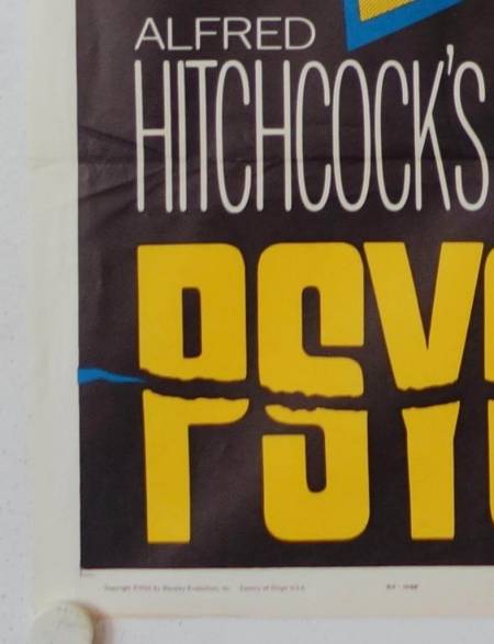 Psycho original release US Onesheet movie poster